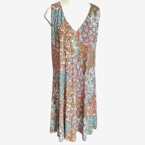 Anne Klein Sleeveless Dress Shift Colorful‎ Print Casual Size 12